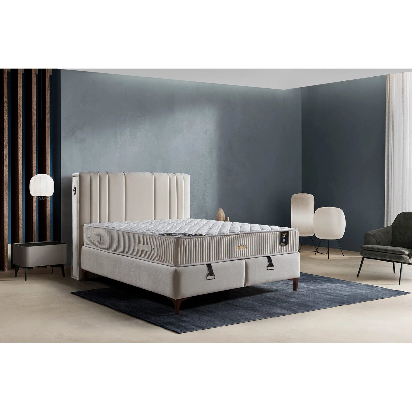 Pat 160x200 stofa catifelata crem