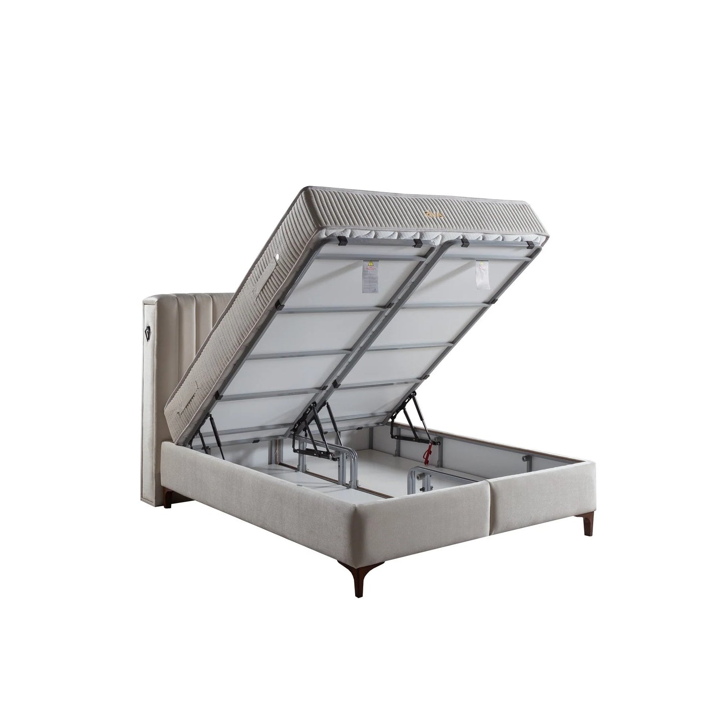 Pat 160x200 stofa catifelata crem