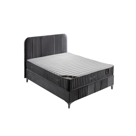 Pat 160x200, stofa catifelata gri