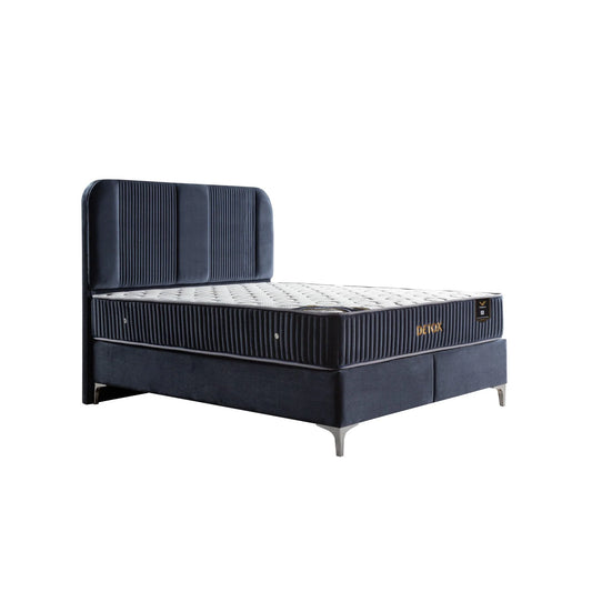 Pat 160x200, stofa catifelata bluemarin