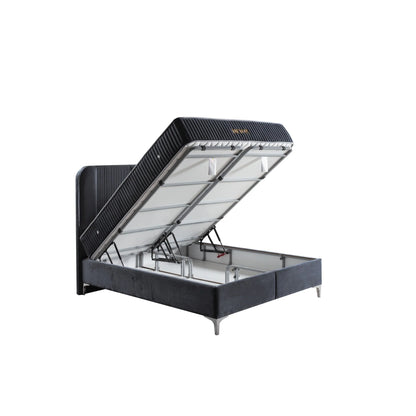 Pat 160x200, stofa catifelata bluemarin
