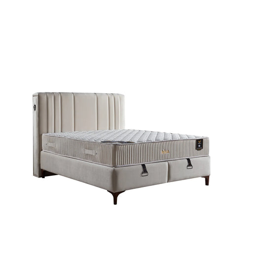 Pat 160x200 stofa catifelata crem