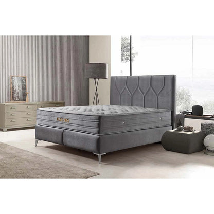 Pat 160x200 stofa catifelata gri inchis