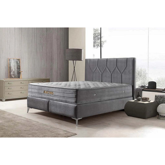 Pat 160x200 stofa catifelata gri inchis